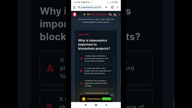 Why is tokenomics important in blockchain projects? Supra Oracle Quiz Answer