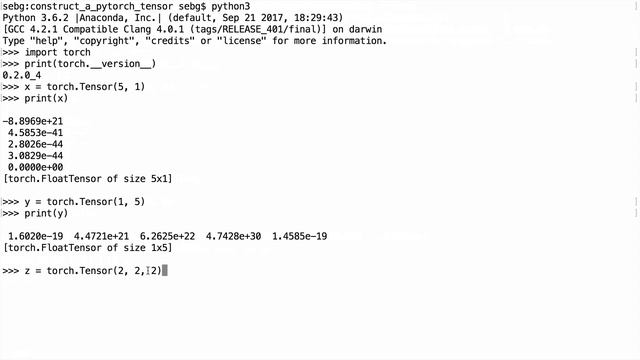 torch create tensor: Construct a PyTorch Tensor - PyTorch Tutorial