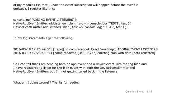 iOS : Listening for events in react native ios