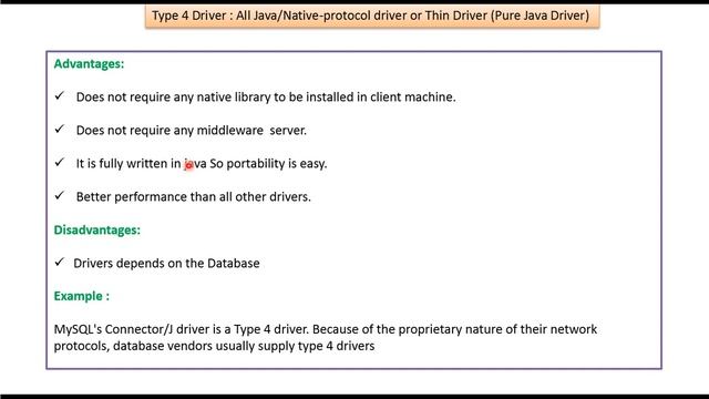 JAVA Type 4 Driver All Java Native protocol driver or Thin Driver Pure Java Driver YouTube смотреть онлайн