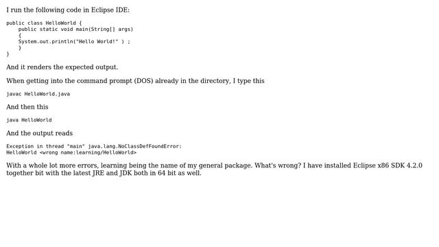 Can't execute java files on command prompts when they work perfectly in Eclipse IDE, what to do? смотреть онлайн
