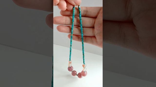 Natural turquoise tube beads sakura onyx purple Prehnite gemstone smooth beads necklace jewelry05