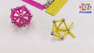 Делаем Снежинку из Магнитных палочек и шариков | Учим Цвета с магнитами | Видео Для Детей
