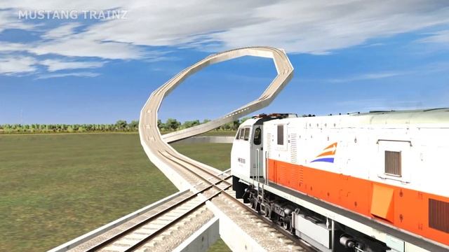 Mustang Train Over A Spiral RollerCoaster Turn Rail@digatonofficial @rajasultanmakmur смотреть онлайн