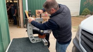 Apollo the Shire Horse Getting fitted for Schleese Dressage Saddle