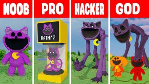 Minecraft CATNAP (from Poppy Playtime 3) STATUE BUILD CHALLENGE - NOOB vs PRO vs HACKER vs GOD