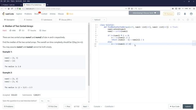 LeetCode Solutions (Python) | #4 Median of Two Sorted Arrays