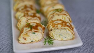 Быстро, просто и Вкусно! Закуска - Яичные блинчики с сыром