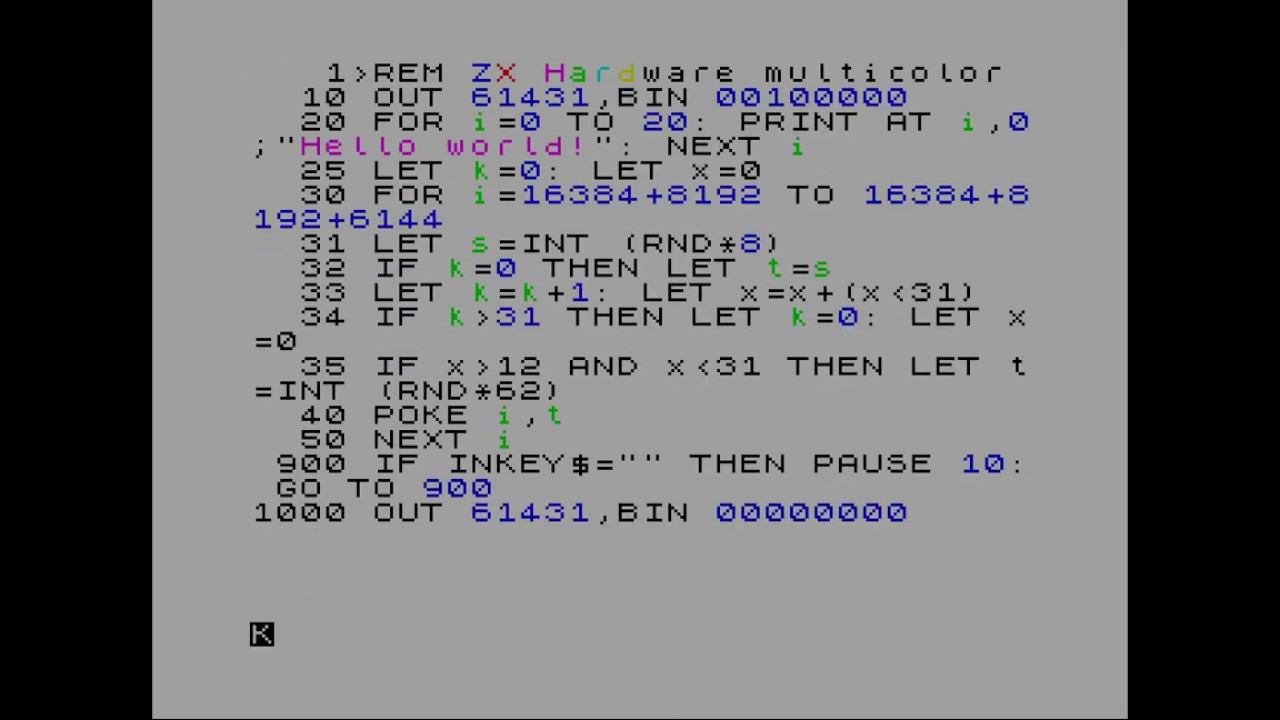 Hardware Multicolor ZX Evolution на Sinclair Basic