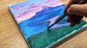 Рисуем гору \ Рисование горы \ гора акрилом
