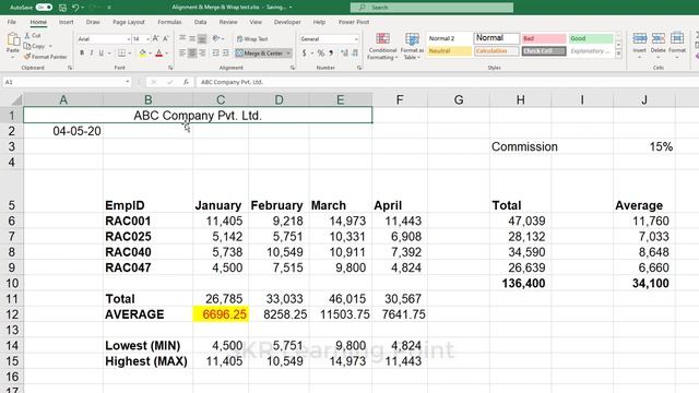 Excel in Hindi- Alignment, Merge & Wrap Text Cell Data #SkrLearningpoint