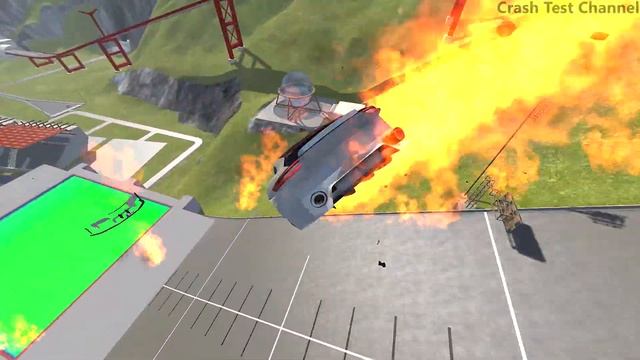 Crazy Vehicle High Speed Jumping Through Red Laser In Green Slime Pool - BeamNG drive Fire laser смотреть онлайн