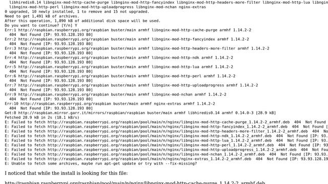 Raspberry Pi: Errors while trying to install nginx-extras on buster on an RPi 3 B+ смотреть онлайн