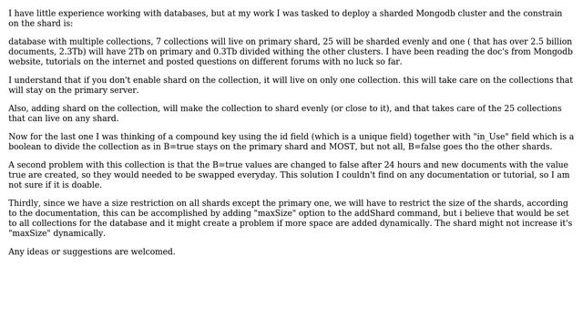 Sharding Mongodb while limiting the number of documents to be migrated смотреть онлайн