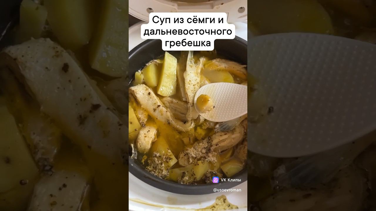 Полезный суп - сёмга и северный морской Гребешок. Баренцовый Суп. #Ейск #гребешок  #семга #суп #зож
