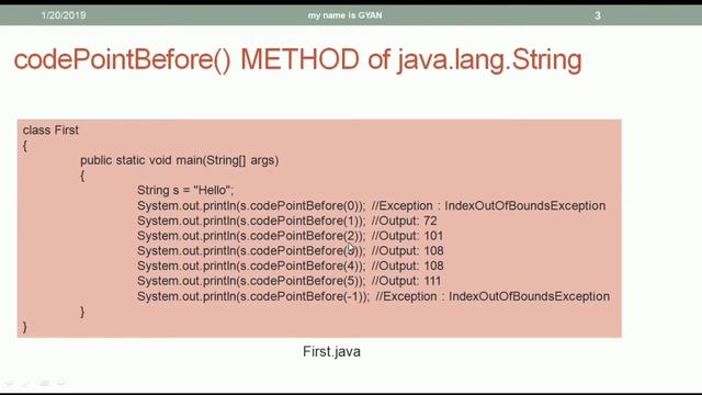 String API in Java | #39 | codePointBefore() Method of String StringBuffer and StringBuilder Classe