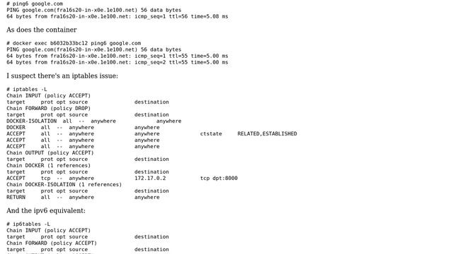 DevOps & SysAdmins: No IPv6 connectivity to Docker container outside of host смотреть онлайн