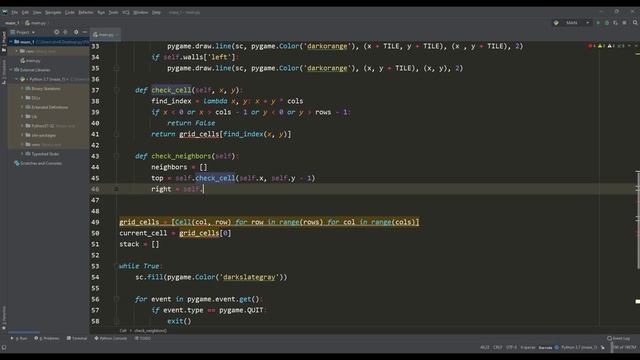 Как сделать Генератор Лабиринта на Python. Алгоритм поиска в Глубину [ Pygame ] смотреть онлайн