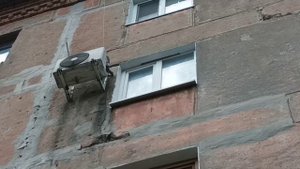 Воробьи свили гнездо под подоконником