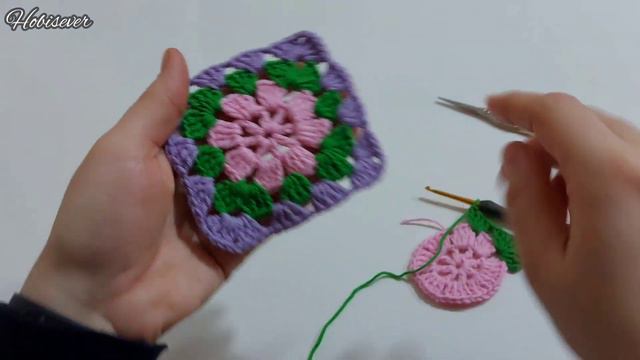 KOLAY TIĞ İŞİ ÇİÇEKLİ KARE MOTİF YAPIMI / Flower Granny Square / KARE MOTİF MODELLERİ