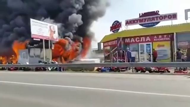 Шокирующее видео пожара под Пятигорском