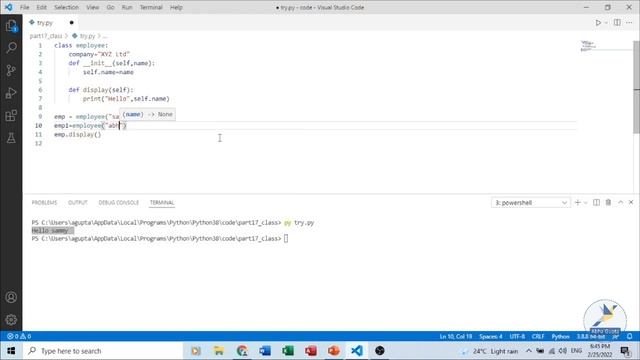 Part 17 : Classes and Objects in Python  | Python Programming Complete Course