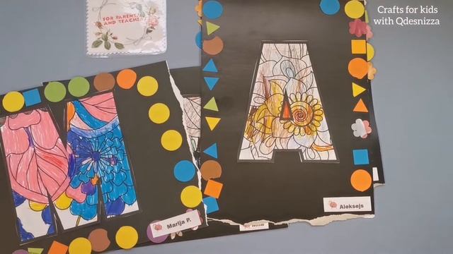 Аппликация из цветной бумаги + рисование карандашами и фломастерами. Наши буквы. Поделки для детей. смотреть онлайн