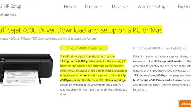 HP Officejet 4000 printer setup | Unbox HP Officejet 4000 printer | Wi-Fi setup