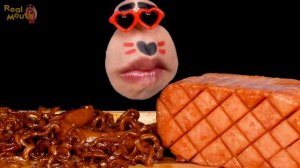 MUKBANG BIG SPAM and Black bean NOODLE 짜파게티와 통스팸 먹방! ASMR EATING SOUNDS