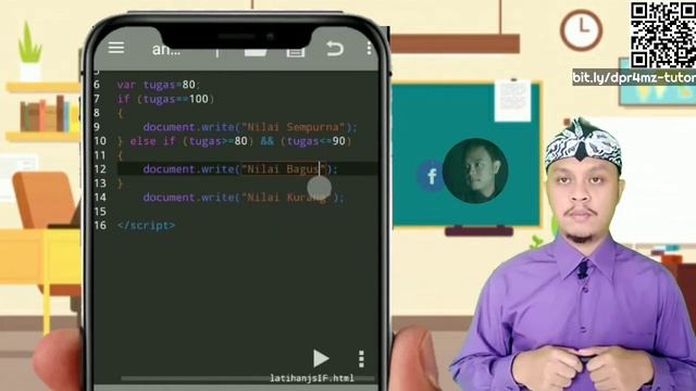 Pembelajaran JavaScript Kondisi IF SWICH di Mobile HP Android Tutorial Online SMK LPPM RI BANDUNG