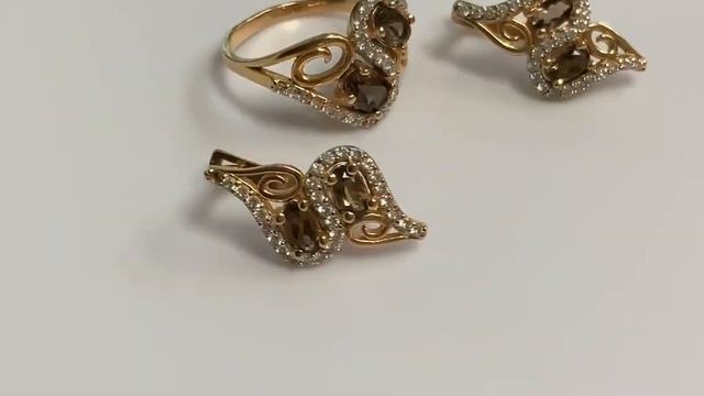 Кольцо и Серьги золотые, цена за 1 гр. 585/2940