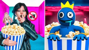 How To Sneak Monsters Into The Cinema! Wednesday Addams Helps Rainbow Friends and Huggy Wuggy!