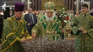 В канун праздника Входа Господня в Иерусалим Святейший Патриарх освятил вербные и пальмовые ветви