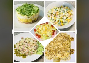 5 рецептов салатов для праздничного стола. Здесь курица, колбаса, рыба, креветки, крабовые палочки