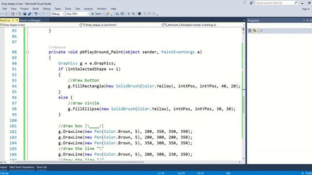 C# Game. Drop shapes in box. Timer, Picturebox, Combobox, Label