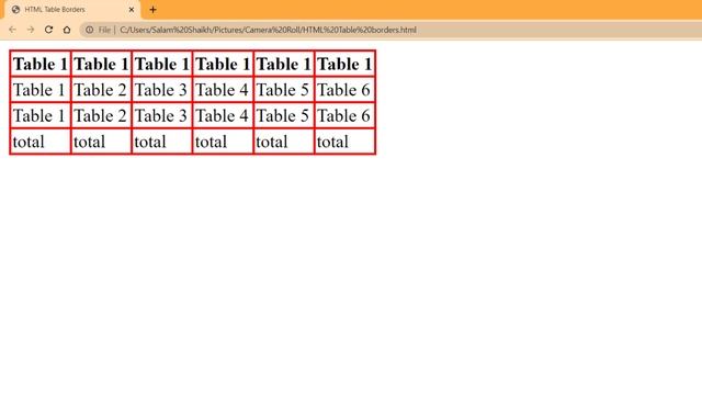 HTML Table Borders | HTML Full Course | Web Development Course | Tutorial No.19