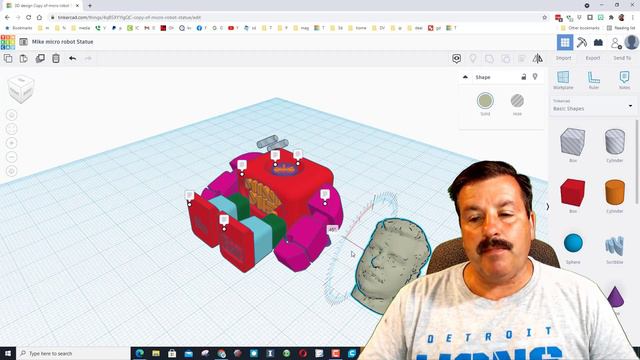 Easily create a Tiny Tinkercad Robot with your Head on it! смотреть онлайн