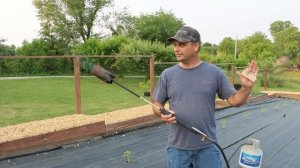 Garden is finally planted.  Using wider Weed Fabric in our Fenced in Garden.