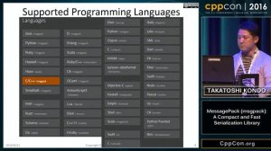 CppCon 2016: Takatoshi Kondo “MessagePack(msgpack) - A Compact and Fast Serialization Library"