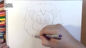 How To draw Cute Lion, Animals, Как нарисовать Льва