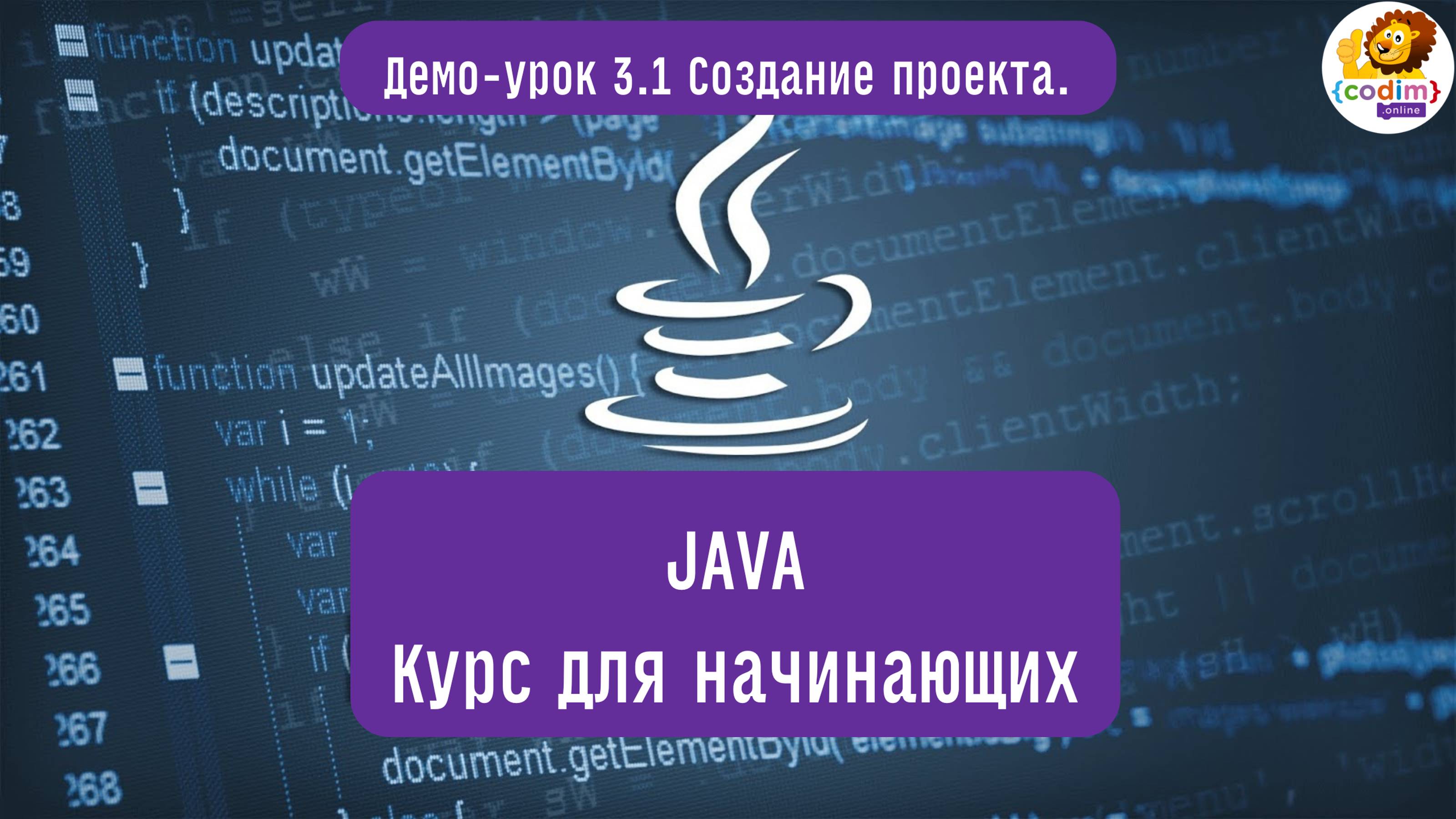 #Java Урок 3.1 Создание проекта. Видеоуроки с нуля для детей 12  лет от школы Codim.Online