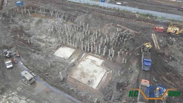 Водопонижение иглофильтрами, насос Борей. Съёмка строительных объектов с квадрокоптера. смотреть онлайн