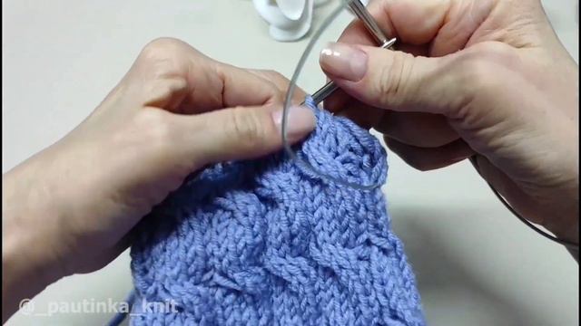Мастер-класс. Простая Шапка со Жгутами #_pautinka_knit #шапкаспицами #шапкасотворотом #шапкаскосами