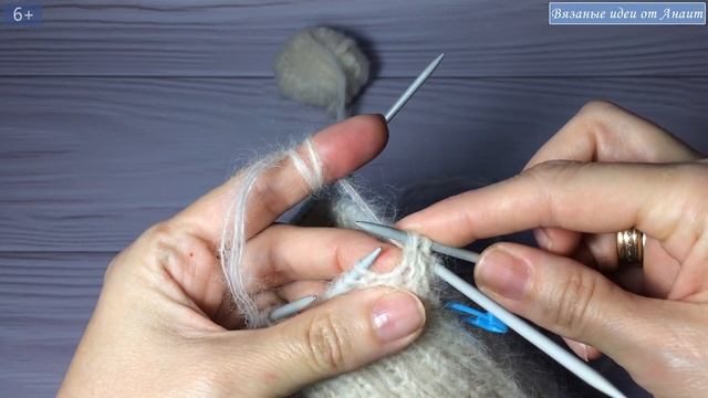 МК как связать шапку спицами. Резинка 2х2 "Снежинка" из пряжи alize kid mohair
