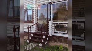 Мягкие окна на бревенчатую террасу