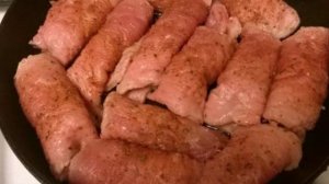 Мясные рулетики с салом