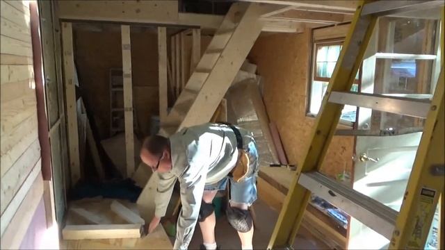 Finished Insulating My Tiny House Ceiling And Started Wood Stove Installation S27 смотреть онлайн