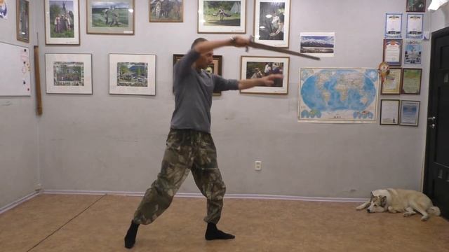 Импульсное и волновое движение в работе с тяжелым мечом. Фрагменты личной тренировки, 20.02.2020.