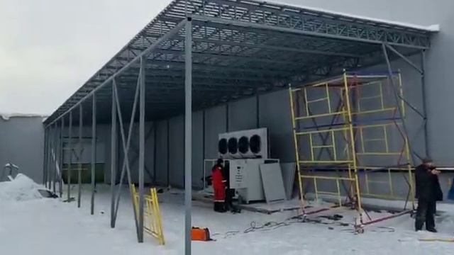 Производственный односкатный навес из профлиста.