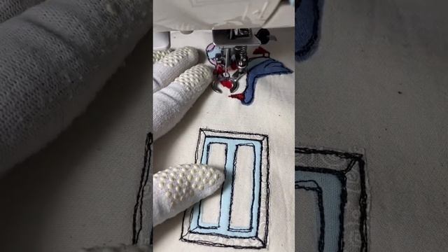 Арт аппликация . Art Quilting.  Рисуем на швейной машине. ( 2-ая сторона домика)